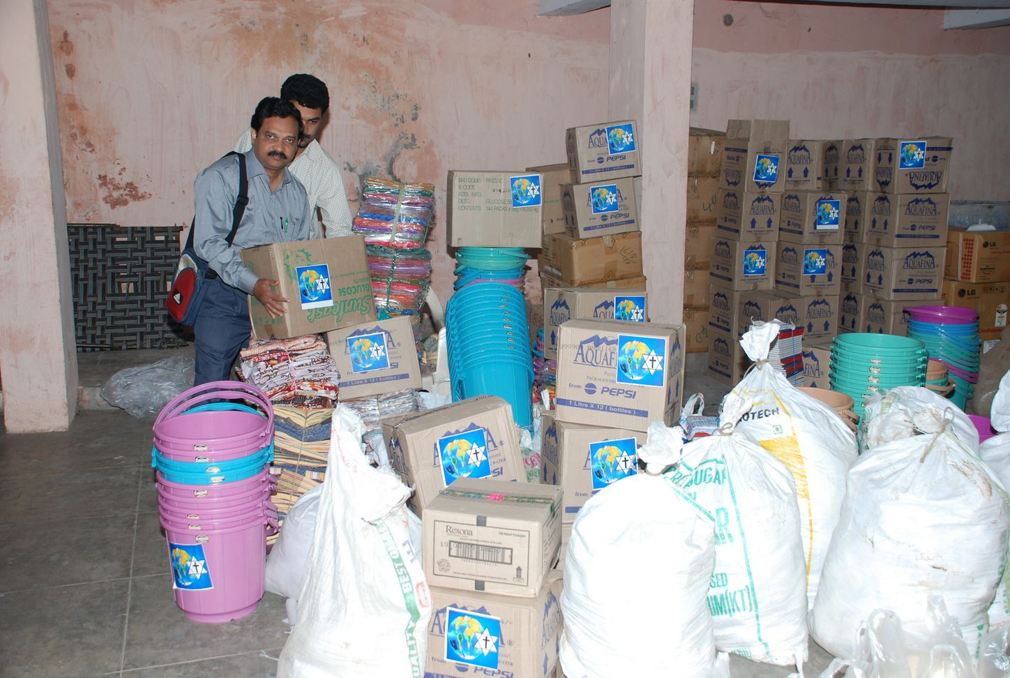 Disaster relief supplies provided by C.G.C.I. U.S.A. ready to transport and distribution